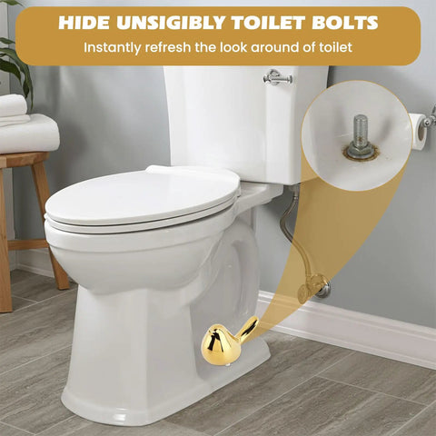 Two Piece Gold Ceramic Bird Toilet Bolt Covers Snazz Up Your Bathroom By Hiding Ugly Base Bolts With Cute Screw Caps That Bring Fresh Decor Vibes And Make Easy Installation A Breeze For Any Home Setup.