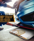 Two Piece Stainless Steel Oil Drip Pan Set For Cars And Motorcycles, Large 23.6 By 15.8 Inch under blue car catching spill