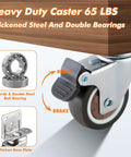 1.5 Inch Side Mount Caster Wheels Set Of 12 With Locking Swivel, showing heavy duty caster with double brakes and steel bearings