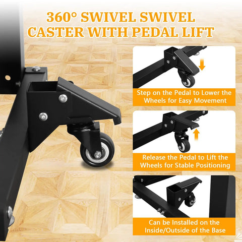 360° swivel caster with pedal lift shown on Heavy Duty Planer Stand With Wheels Rock Steady Workhorse for easy movement.
