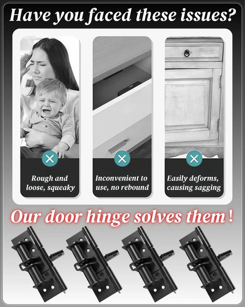 4 Pack Self Closing Door Hinges With 90 Degree Stay Open For Indoor Doors And Gates Heavy Duty Spring Hinge Matte Black Manganese Steel Construction Includes Mounting Screws, solving common door issues.