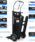 Heavy Duty Electric Stair Climbing Dolly With 900 Lbs Capacity, Aluminum Alloy Hand Truck controls and rubber track features.