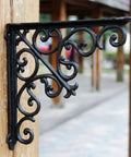Built Tough Heavy Duty Cast Iron Wall Shelf Brackets Rust Proof 90 Degree Corner Braces Sturdy Floating Shelf Hardware Black Metal Bracket close-up view