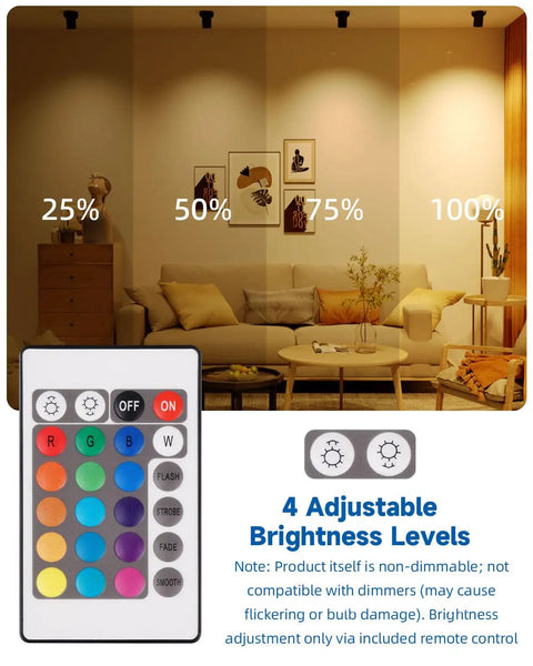 Remote control for MR16 LED Color Changing Bulbs 4W 12V Gu5.3 Bi Pin Landscape Lighting Kit with adjustable brightness levels