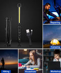 Beast Bright Rechargeable LED Work Light 750 Lumens shown in various uses including repairing, camping, hiking, household, and workshop.