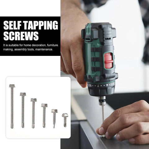 Self Tapping And Self Drilling Kit In 410 Stainless Steel With Washer Head, Rust Resistant Assortment for DIY Projects