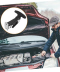 Elastic Rubber Hood Latch Kit For Vehicles With Shock Absorption And Easy Install shown with car engine and mechanic
