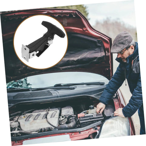 Elastic Rubber Hood Latch Kit For Vehicles With Shock Absorption And Easy Install shown with car engine and mechanic