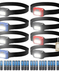8 Pack LED Headlamp Flashlights for Adults and Kids with Ultra Bright Flood Light, shown with batteries included