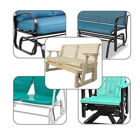 Outdoor gliders and garden benches with durable galvanized glider bearing arms 9 inch overall length 7 and a half inch center