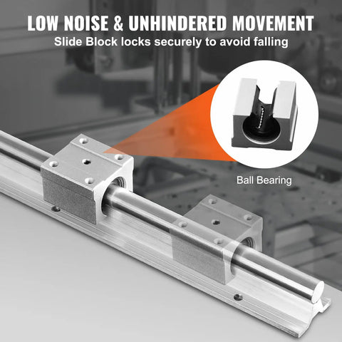 Pro Grade Linear Rail Kit SBR16 1500mm With 2 Rails And 4 Blocks For DIY CNC Router Machines And Automated Projects Heavy Duty Linear Guide System Built For Precision Machining And Smooth Operation, ball bearing block detail