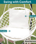 Macrame Hammock Chair Hanging Swing For Indoor Outdoor Use 330 Lbs Capacity Handwoven Cotton Rope Includes 2 Cushions