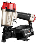 Lightweight Pneumatic Roofing Nailer 15 Degree Coil Nail Gun featuring a silver and red design, ideal for steep roof applications.