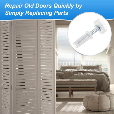 Bi Fold Door Top Guide Wheel Roller Set White Two Pack For Folding Closet Sliding Doors 0.9 Inch Roller in use on closet