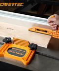 Universal Featherboard Kit With Flex And Miter Lock System Plus Two Deluxe Push Sticks used on table saw for safer woodworking.