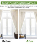 Before and after image of Curtain Pelmet Panel Without Track enhancing window aesthetics with smooth drapes.