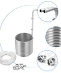 Immersion wort chiller coil, stainless steel 1/2 in x 50 ft with fittings for beer brewing