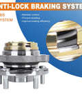 Front Wheel Hub Bearing Assembly Pair For 2007-2012 Nissan Altima 2.5L 4-Cylinder With ABS Sensor, 5 Lug, 4-Bolt Flange