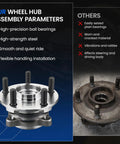 Comparison of new and old wheel hub assemblies with text describing parameters for 2 Pack Front Wheel Bearing And Hub Assembly For Subaru Forester Impreza Legacy Outback XV Crosstrek 5 Lug With ABS Compatible Durable Hub Kit Easy Install.