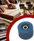 100 Pack 4-1/2 Inch 7/8 Inch Flap Discs 40 60 80 120 Grit Zirconia Type 29 Grinding Discs shown with woodworking and metalwork