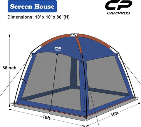 10 By 10 Feet Screen House For Patios And Backyard Hangouts, 86 Inch Center Height, UV Resistant 190T Polyester, Mesh Wall Canopy Tent