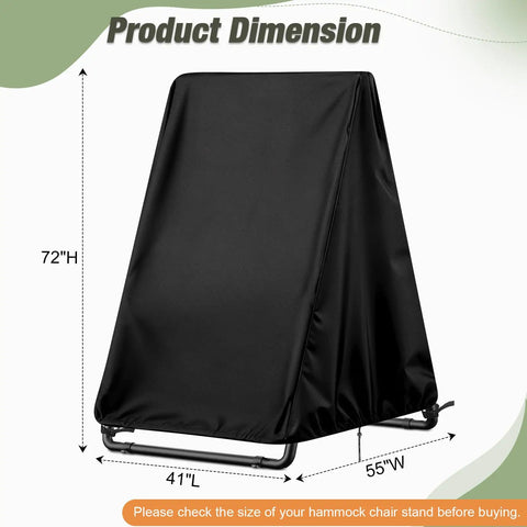 Waterproof Hammock Chair Stand Cover For 41L By 55W By 72H Swing Stands, Heavy Duty 420D Oxford Fabric With Sealed Seams