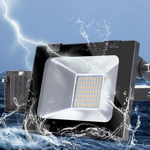 JUDYSSY 5 Pack 30W Led Floodlight Outdoor, 3000Lm Brights Led Security Lights with water splashes and lightning, IP65 waterproof.