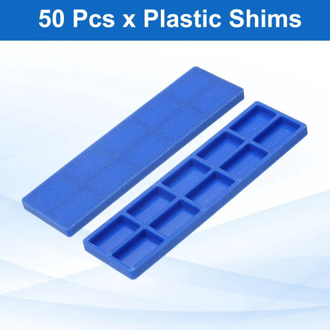50 Pcs Plastic Flat Shims For Leveling And Spacing 5mm 3 16th Inch Structural Tile And Glass Glazing Blocks shown in blue