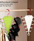 Vertical Closet Storage Hanger With Double Sided V Shaped Hook For Belts Scarves Hats And Ties Clears Daily Clutter On Tight Rods with caps.