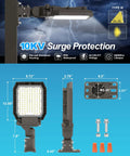LED Parking Lot Light With Selectable 150W 180W 200W 4000K 5000K 5700K Tunable Color 32000 Lumens IP65 side view diagram