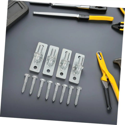 Smooth Operator Four Piece Wall Mount Gate Hinge Set Built For Heavy Duty Barn Doors And No Fuss Fence Post Setup showing galvanized metal brackets and screws.