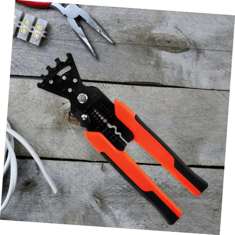 Badass Heavy Duty Wire Stripper And Crimper Pliers With Slick Bending Jaw Pro Grade Electrician Gear on wooden surface.