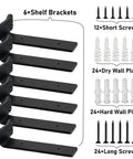 Beefy 0.2 Inch Thick Solid Steel L Shelf Brackets, Black Rustic Wall Mounts for 8 Inch Floating Shelves, Heavy Duty Industrial Grade Shelf Supports Pack of 6 with screws and plugs