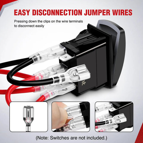 5 Pin Rocker Switch Jumper Wires Set For Automotive And ATV Console Wiring With Tin Plated Copper Terminals And 14 AWG Copper