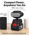 Solid Battery Powered Space Heater With A Dependable 12000 Mah Battery Pack And 170 Watts Of Sick Cordless Heat, compact size on a desk.