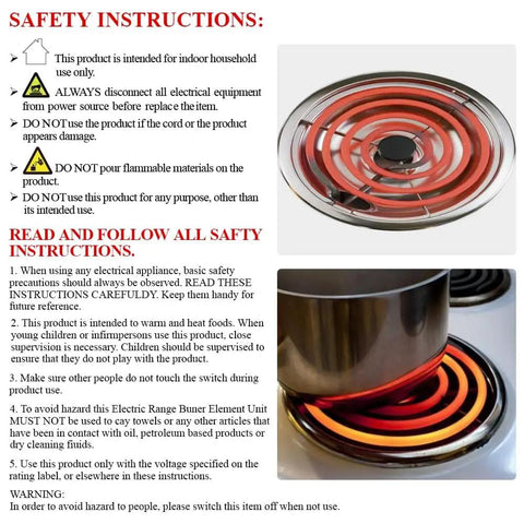 Close-up of electric burner from 4 Pack MP22YA Electric Range Burner Elements Set With Easy Install 6 Inch MP15YA And 8 Inch MP21YA Replacements