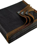 Heavy Duty Sun Shade Cloth 10x24 Foot Mesh Tarp With Grommets folded showing material and grommet details 80 to 90 Percent Shade