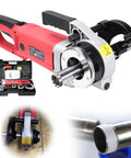 Top Shelf Electric Pipe Threader Workhorse 2300W heavy duty kit with metal cutter attachment for pipe threading.