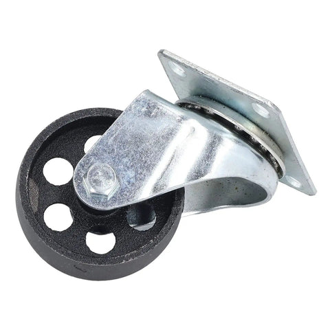 Heavy Duty 3 Inch Swivel Caster Wheel Pair Dual Bearing Cast Iron Housing with rubber tread for industrial carts.