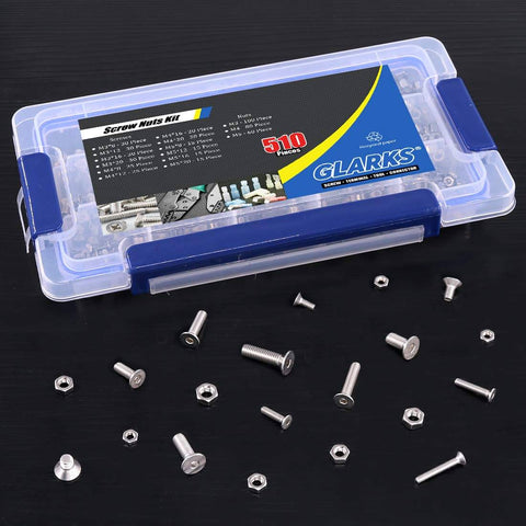 510 Piece Metric Stainless Steel Flat Head Countersunk Socket Cap Bolts And Nuts Set M3 M4 M5 With Allen Hex Drive 304 Stainless Hardware Kit