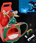 Brass Torch Welding And Cutting Kit With Dual Gauge CGA540 CGA200 12ft Twin Hose Empty 4L And 2L Tanks In Red Case