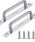 2 Pack Barn Door Handles Set in Stainless Steel, Sliding Door Pull Handles with Mounting Plates and screws, 160mm, Silver