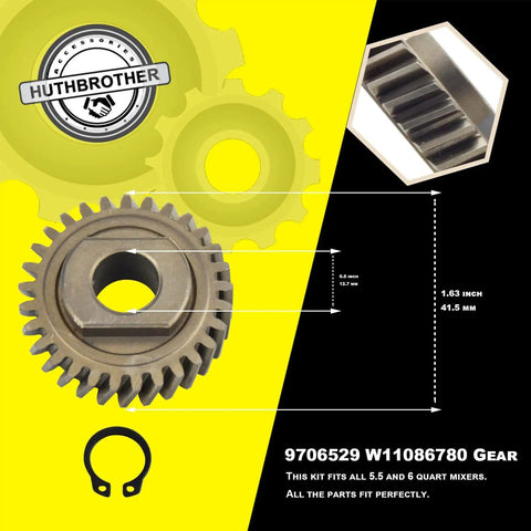 All In One Worm Gear Kit For 5-6 Quart Stand Mixers Includes Worm Gear Bevel Gear Gasket Thrust Bearing Food Grade Grease Retaining Ring Pliers And Replacement Parts For Smooth Quiet Operation