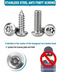 Stainless steel anti-theft screws designed for securing the Legit Real Carbon Fiber License Plate Frame for enhanced security.