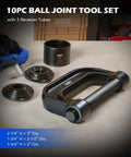 Heavy Duty Ball Joint Press Kit With 4WD Adapters, includes receiver tubes and press tool on a workshop table, for 2WD and 4WD vehicles