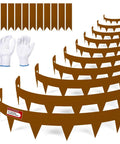 33 Feet Pre Rusted Corten Steel Landscape Edging No Dig Metal Garden Border 10 Pack with gloves shown