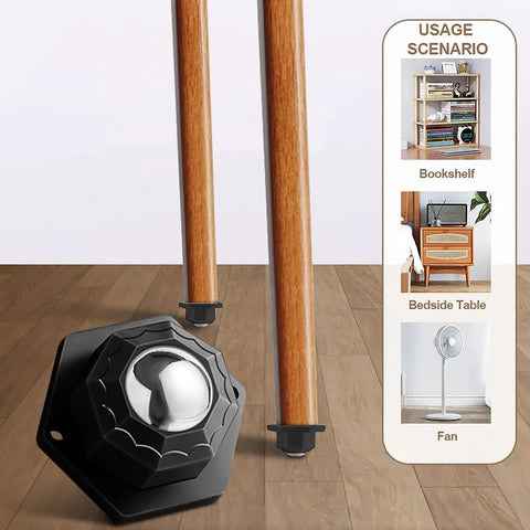 12 Pack 1 Inch Self Adhesive Caster Wheels For Furniture Moving Gear on wooden furniture legs, showcasing usage scenarios.