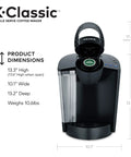 Front view of K Classic Single Serve Coffee Maker For K Cup Pods Black Finish With Removable Drip Tray Easy Brew And Versatile Brewing