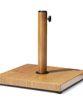Beefy 43 Lb Concrete Patio Umbrella Base Teak Brown Square Outdoor Stand For 6 To 12 Ft Market Umbrellas Adjustable 1.4 To 1.9 Inch Poles