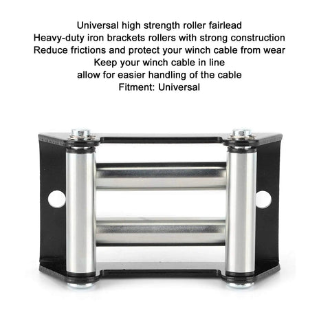 Universal 110mm Winch Roller Fairlead, Heavy Duty Metal Fairlead With Rope Guide, Straight Line Handling And Cable Protection For Off Road Rigs, Fits Any Winch System, 4-roller metal fairlead